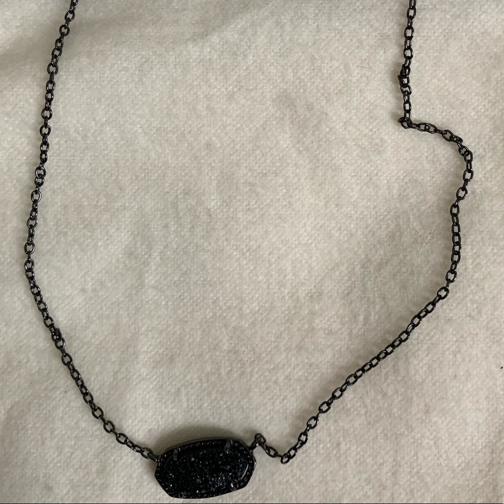 Elisa Pendant Necklace In Black Drusy